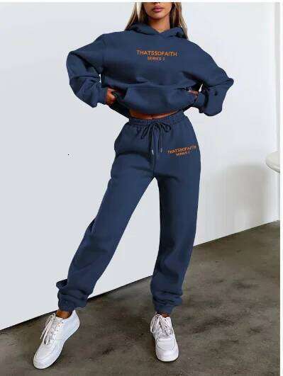 2025 Autumn Winter Women's Sets 2pcs Hoodies Pants Suit Sports Outfits Letter Print Aesthetic Clothes Ladies Tracksuit C260312