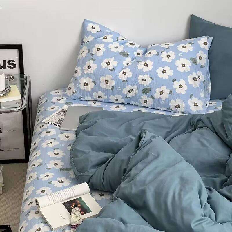 ins Nordic style floral bed sheet four-piece set quilt cover universal for four seasons single dormitory three-piece bedding H260312