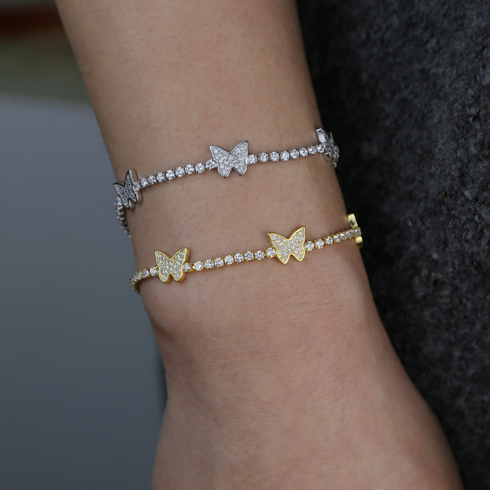 Elegant Silver Plated Tennis Bracelet With Butterfly Zircon Inlay A Fashionable Daily Versatile Accessory And Exquisite Fashion Gift For Women