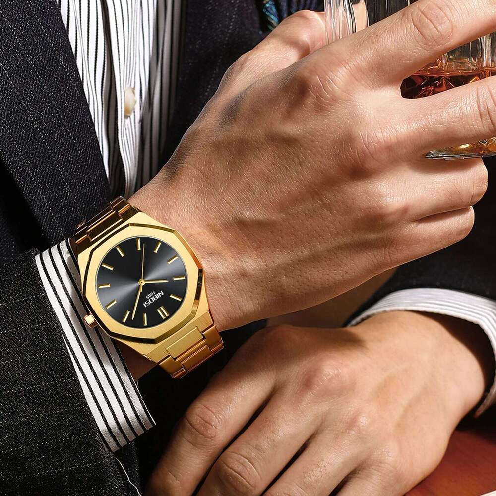 NIBOSI Men's Luxury Business Stainless Steel Watch For Sport Excellence Waterproof Wristwatch Tough Men Gift Clock Relogio