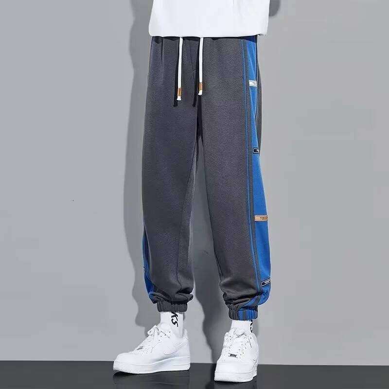 Autumn Patchwork Casual Straight Pants For Men Korean Fashion Trousers Streetwear Baggy Sweatpants Gym Jogger Hombre Pantalones