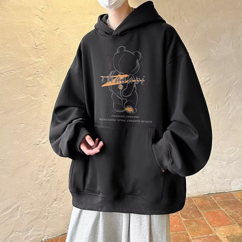Straight-cut Regular Pullover Printed Suede Washed Distressed Short-sleeve T-shirt For Men Designer Hoodie Summer Style Trendy Brand Versatile