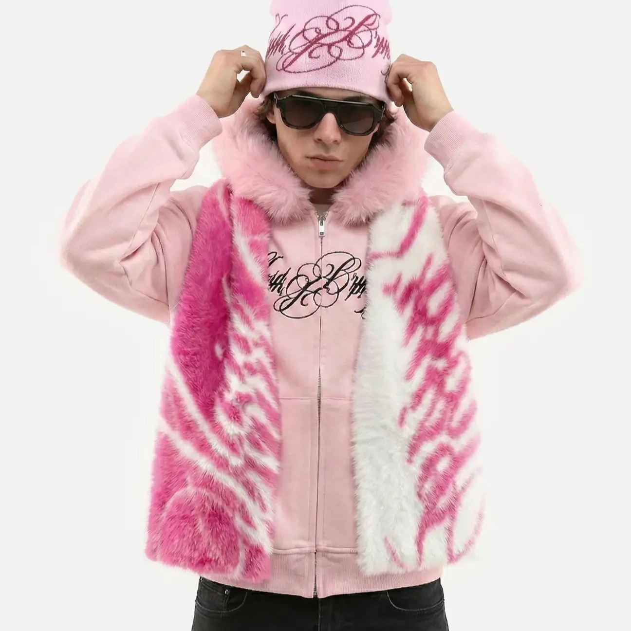 Y2K Harajuku Hoodie Sets Fashion Letter Printed Fleece Zip Up Hoodie Oversized Streetwear Vintage High Street Unisex Baggy Pants 260311