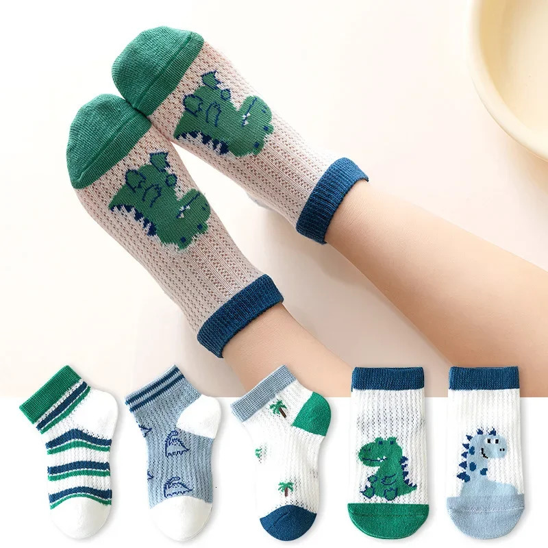 5 Pairs 1 To 12 Years Childrens Socks Spring Summer Baby Boys Girls Cotton Mesh Breathable Thin Soft Cute Kids 260311