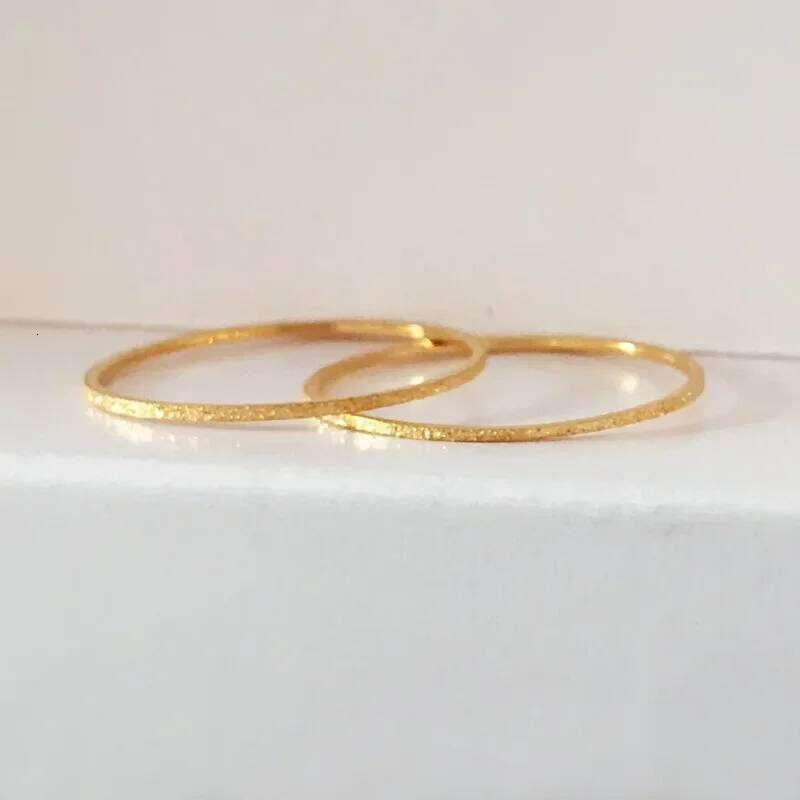 Minimalist Matte Stainless Steel Rings for Women Korean Women's Girls Jewelry Christmas Thin Band Ring Set 18K Gold Plated H260312