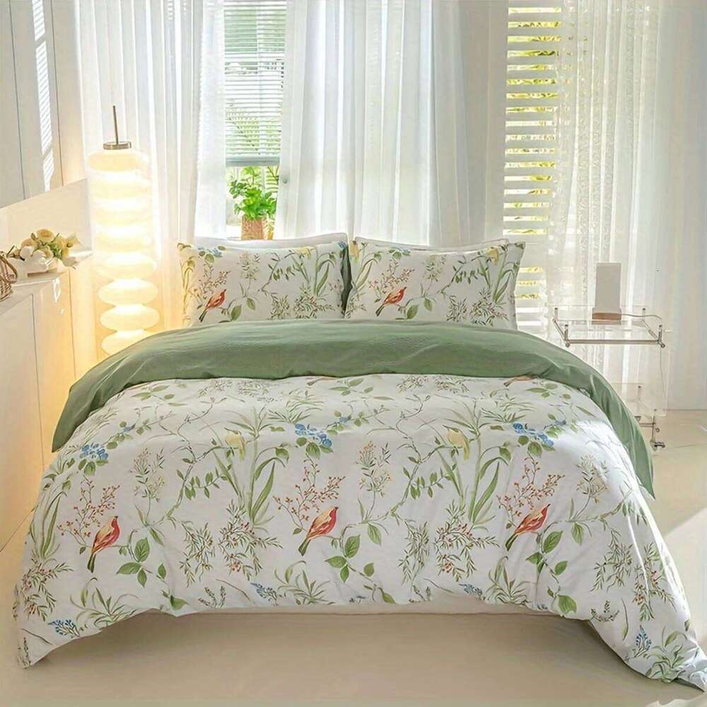 3pcs/set Leaf Floral Pattern Set1 & 2 PillowcaseSoft And Skin-Friendly Duvet Cover Bedding Set For H260312