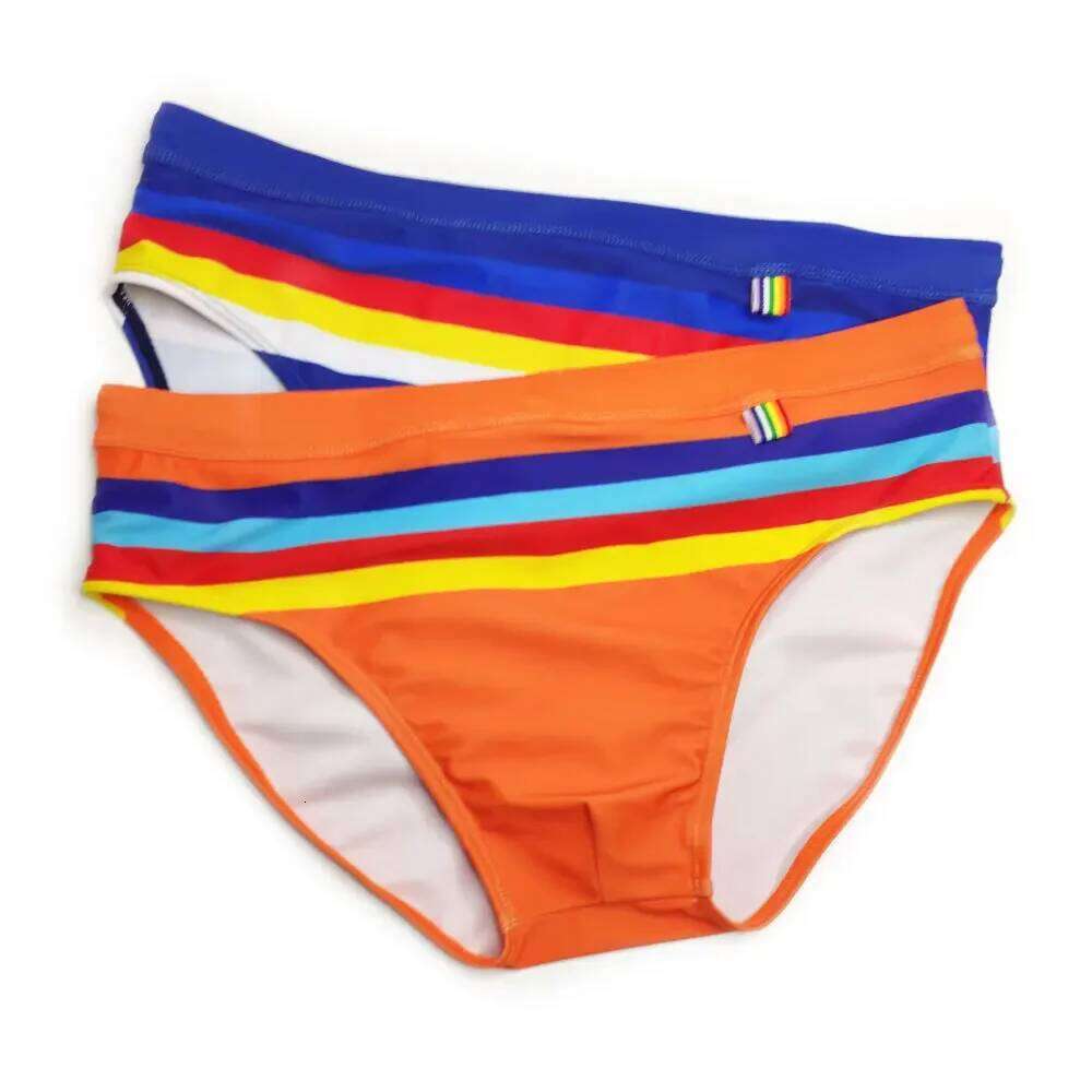 Men's Sexy Low Rise Swim Briefs Bikini Swimsuits Pouch Enhance Swimwear Striped Surf Trunks Beach Shorts Bathing Suit Male Z260312