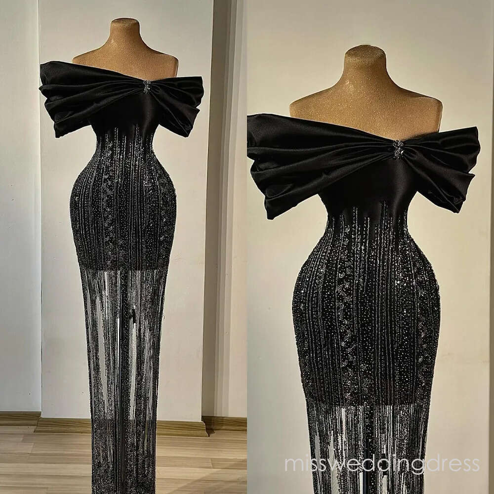 Gorgeous Appliques Evening Dresses Off Shoulder Prom Gowns Illusion Sequins Beading Princess Customized Vestidos De Noche Plus Size