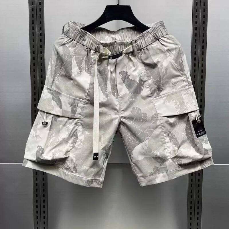 Cargo Knee Men Outdoor Camo Breathable Wear Resistant Big Pocket Elastic Waist Sport Beach Printed Casual Shorts