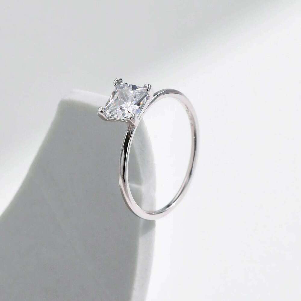 MODIAN 925 Sterling Silver Minimalism Sparkling Princess Cut CZ Ring Classic Wedding Engagement Statement Fine Jewelry For Women H260312