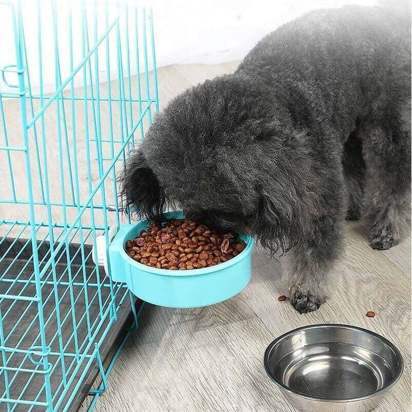 stainless steel dog Cat Food anti-upset hanging cage Fixed water bowl fence Pet supplies 26Y0312