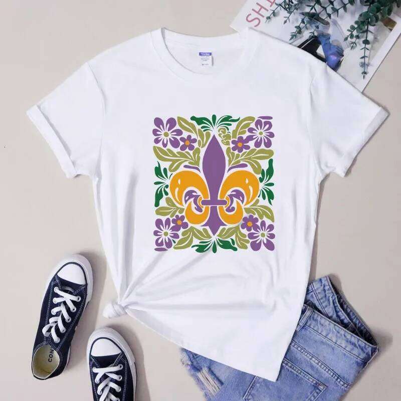 Boho Mardi Gras Tee Shirt Vintage Carnival Festival Party Tshirt Cute Women Fat Tuesday Holiday Gift T-shirt Z260312