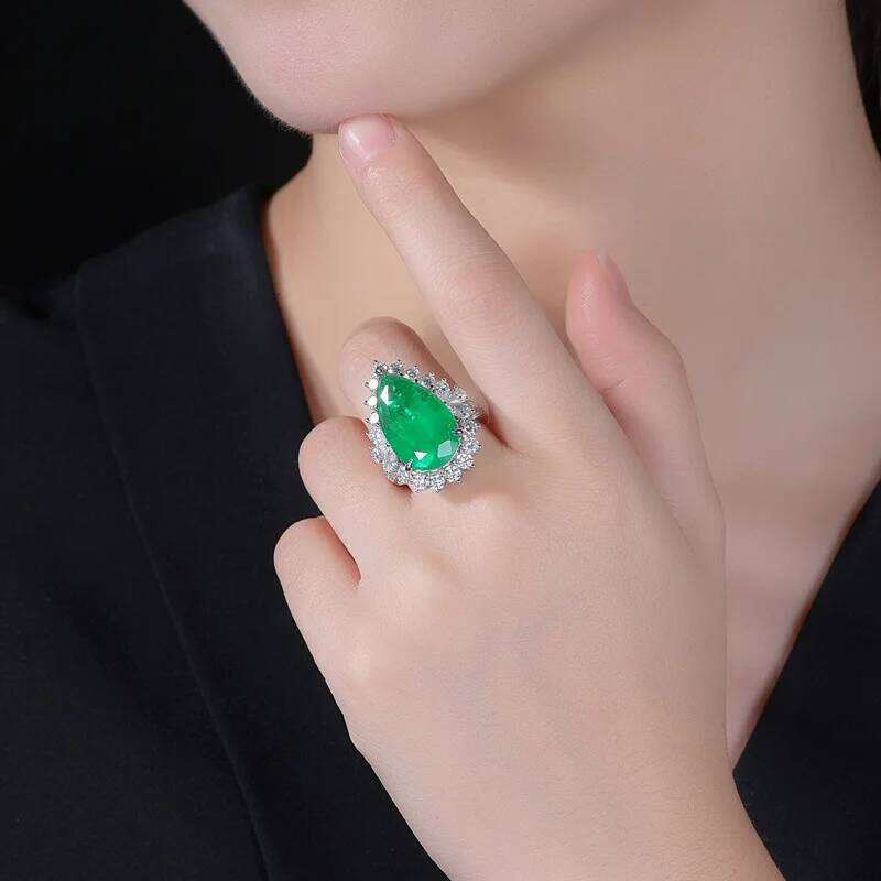 Water Drop Lab Emerald Sapphire Open Ring Exquisite Silver 925 Banquet Finger Rings Valentine's Day Gifts H260312