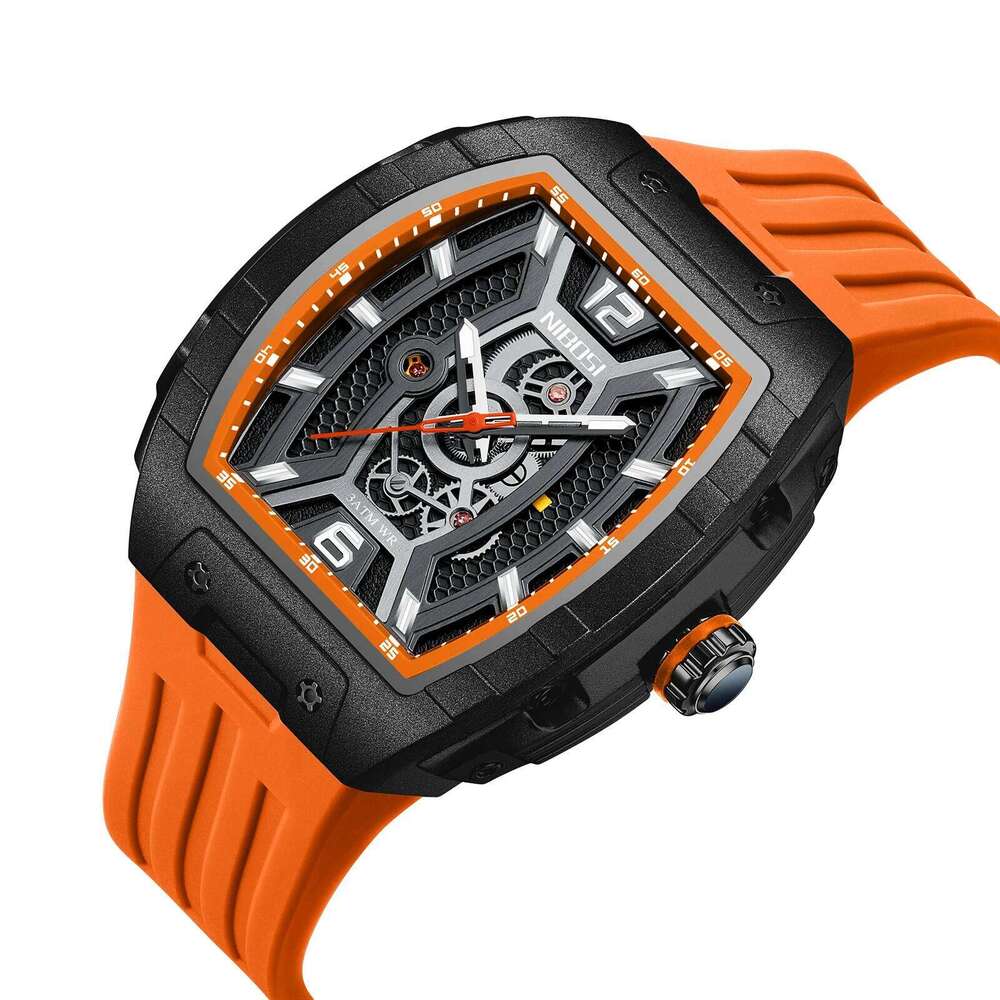 NIBOSI for Analog Waterproof Fashion Punk Chronograph Mens Watches Luxury Skeleton Sport Men Watch