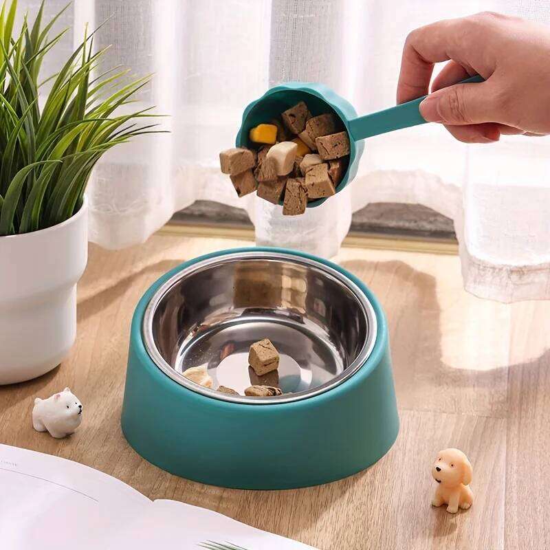 Pet Slanted Mouth, Elevated Bowl, Stainless Steel Dog Food with Bowl Rack, Water Basin, Durable and Detachable 26Y0312