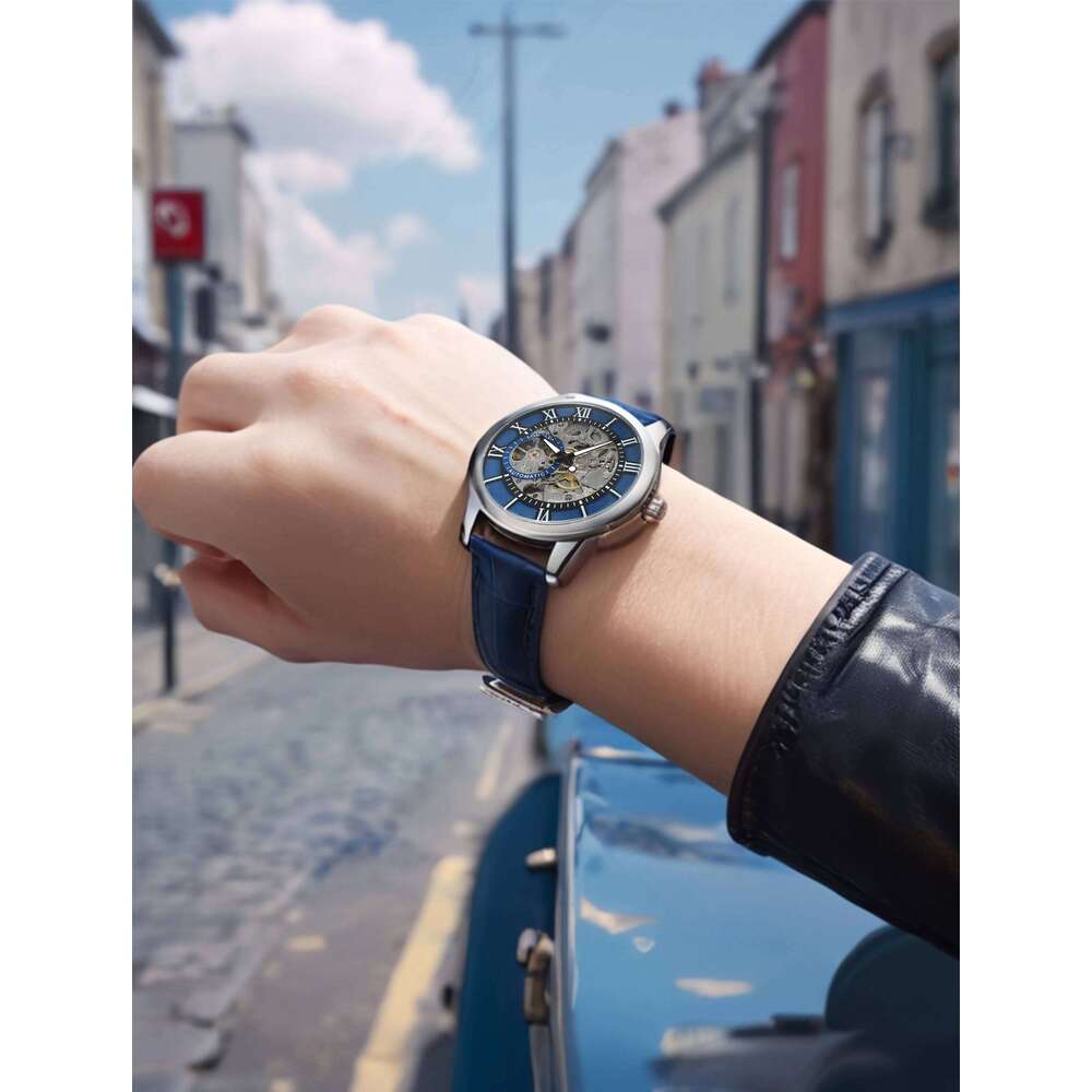 LONGLUX automatic rome wholesale mechanical wristwatches waterproof hollow leather mens watch men gift