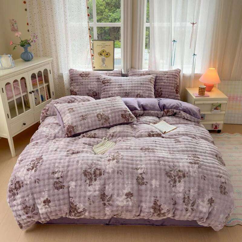 2025 New Printed Bubble Milk Fleece Four-piece Set Home Student Dormitory Cartoon Thickened Sheet Quilt Cover Kit H260312