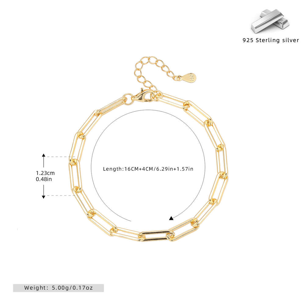 Women Jewelry Bracelets Charm Bracelets European American Style S925 Sterling Silver Simple Chain Elegant Texture Bracelet
