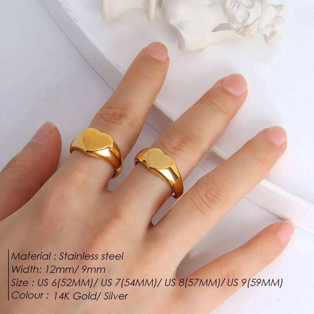 Couple Heart 316 Stainless Steel Punk Style Geometric Jewelry Personalized Ring Gift for Women Valentine's Day H260312