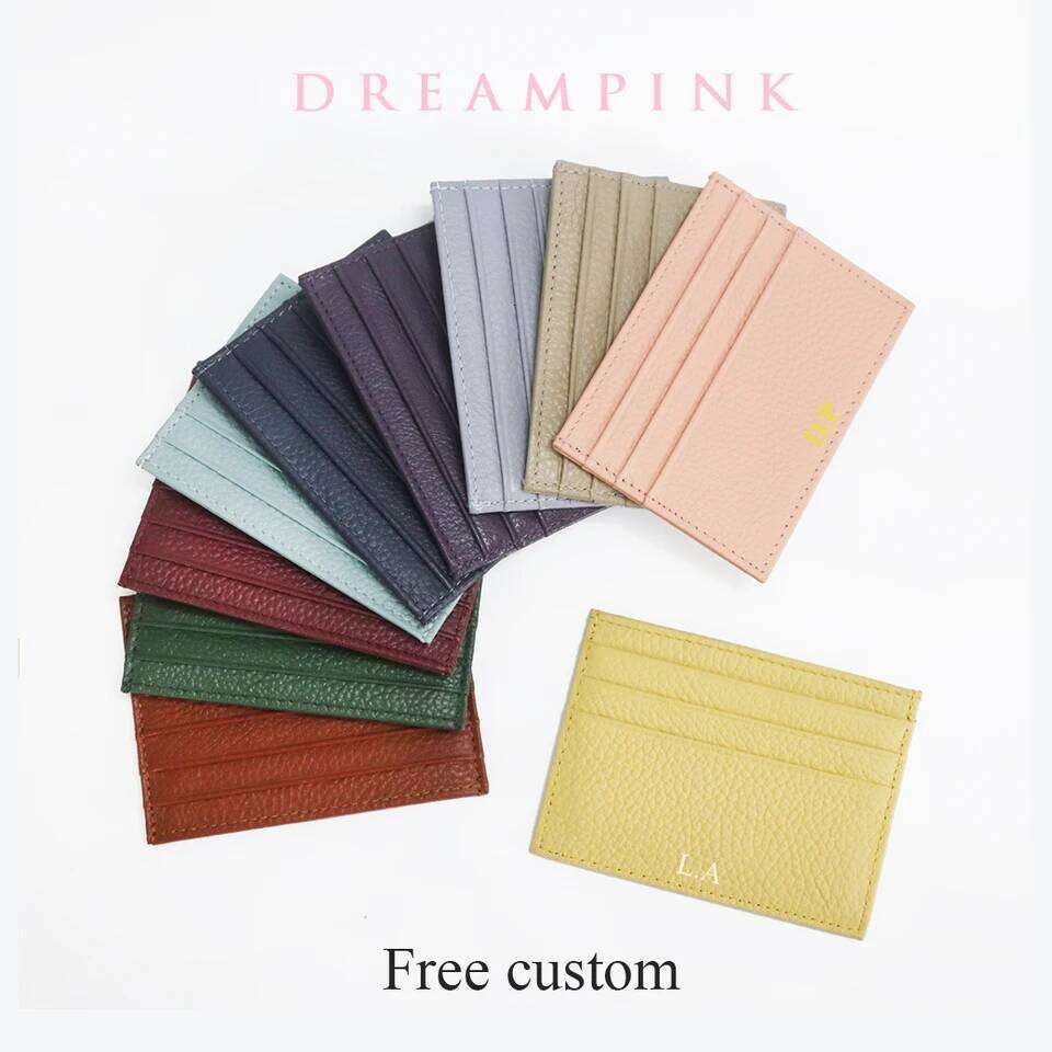 Leather Credit Custom Personalized Initial Slim Monogram Name Wallet Card Holder DIY Christmas