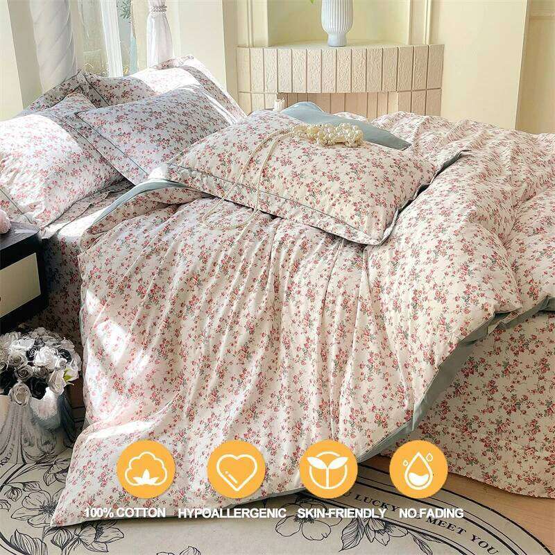 Premium 100% Cotton Bedding 3 Piece Set 1 Duvet Cover 2 Pillowcase Breathable Hypoallergenic Single/Double Bed H260312