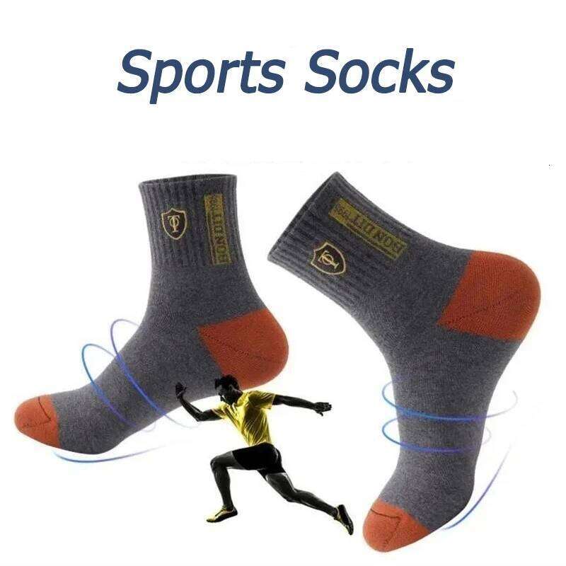5 Pairs Apring And Fall Mens Sports Socks Summer Leisure Sweat Absorbent Comfortable Thin Breathable Basketball Meias EU 38-47 Z260312