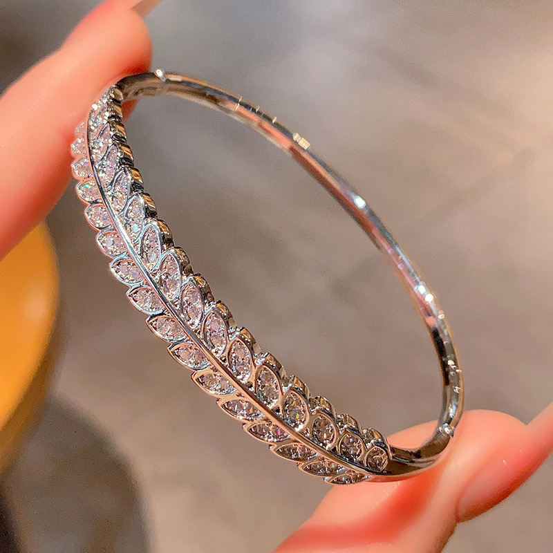 Bracelet Real Zircon Luxurious Full-Inlaid Elegant Willow Leaf Bracelet Exquisite Creative Bracelet