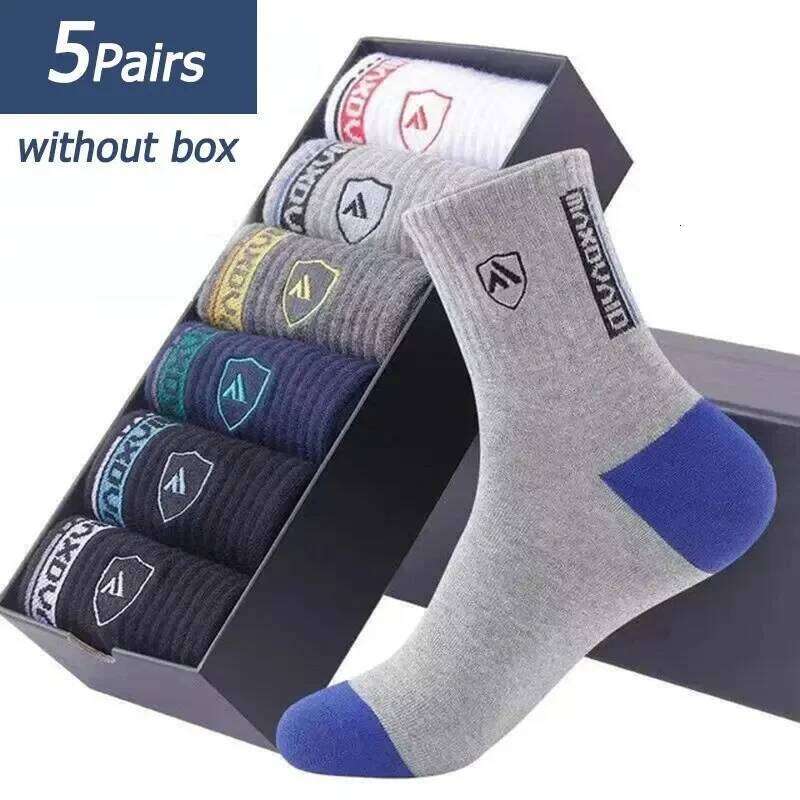 Hot sale Men's Sports 5 Pairs Summer Casual Sweat Absorbent Comfortable Thin Breathable Middle Tube Basketball Socks Z260312
