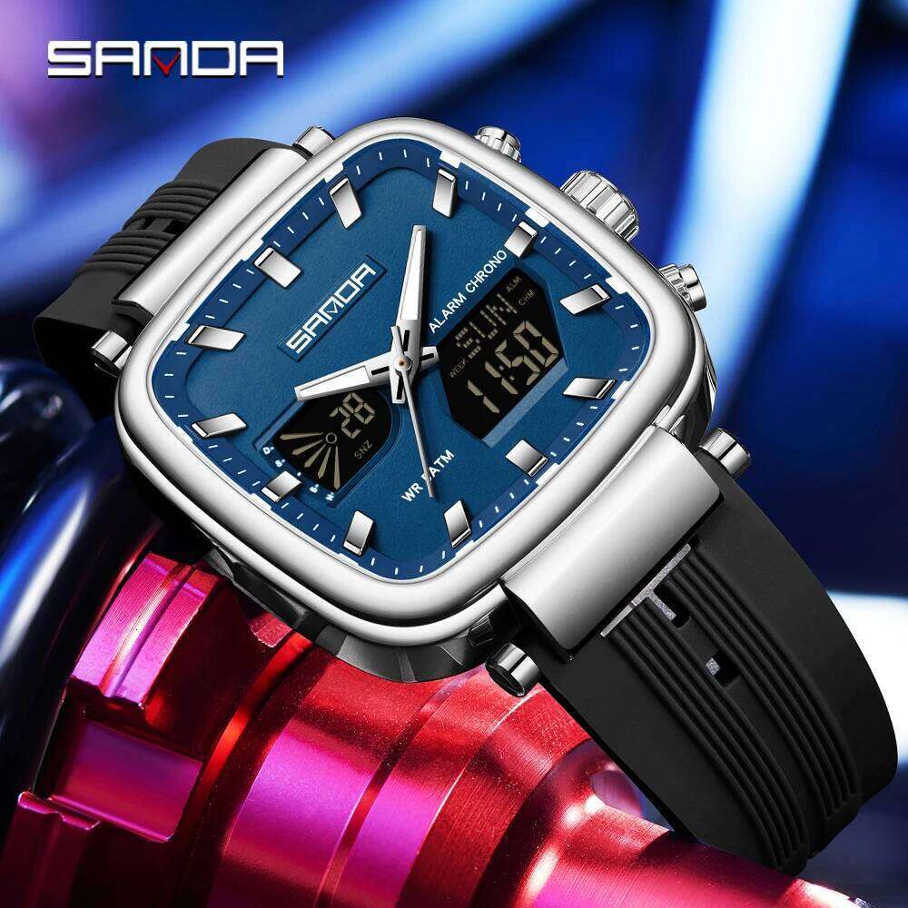 Fashion SANDA Top Brand New 6282 Dual Display Sports Waterproof LED Men's Timing Electronic Watch