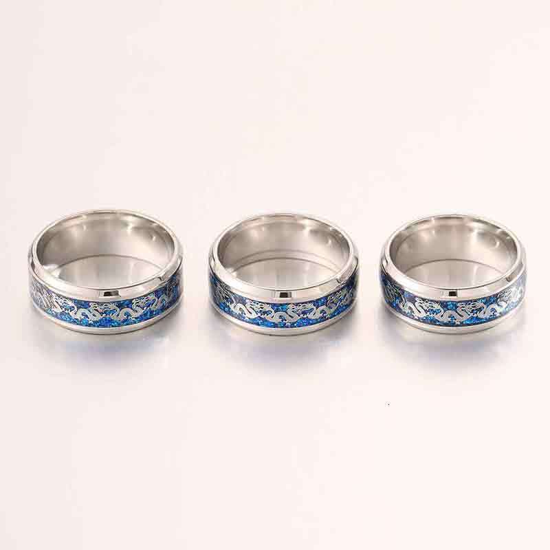 Stainless Steel silver Dragon Pattern Ring for Men, Vintage Chinese Style, High-End Feel, Simple and Versatile Jewelry