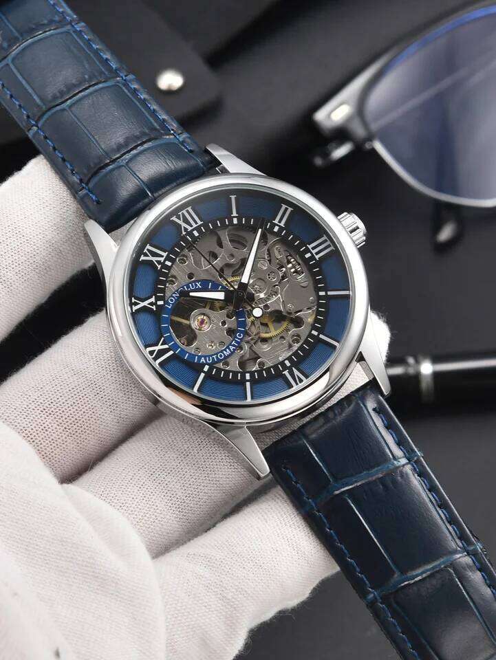 LONGLUX automatic rome wholesale mechanical wristwatches waterproof hollow leather mens watch men gift