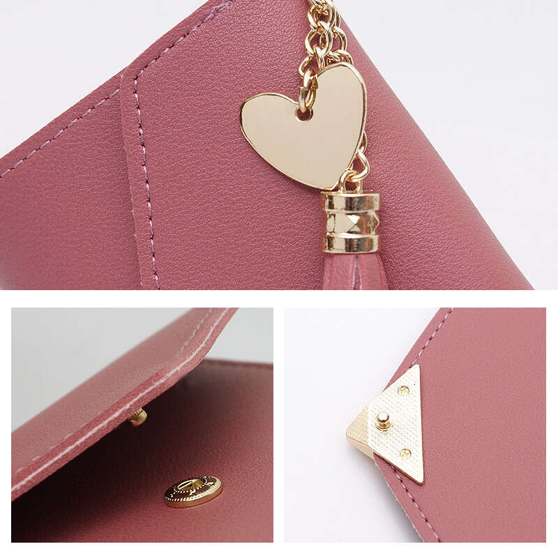 Luxury fashion wallet Wholesale Short For Female Students Korean Version Heart Tassel Coin Purse Mini Fresh Multi Functional Folding Wallet