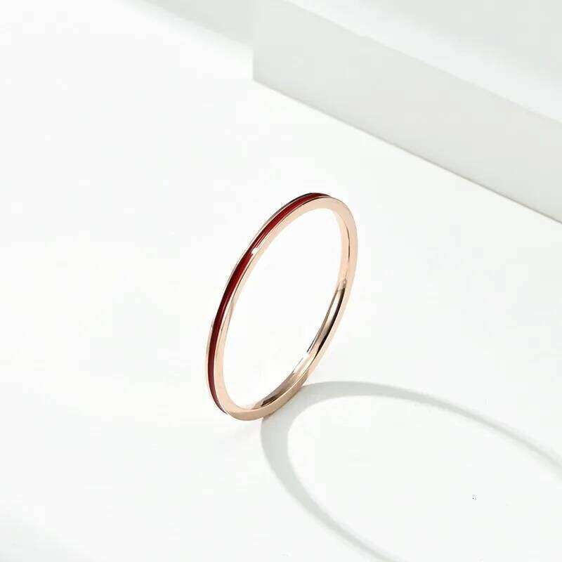 1mm Thin Stackable Ring White/Black/Red Enamel Stainless Steel Wedding Band for Women Girl Size 3-10 H260312