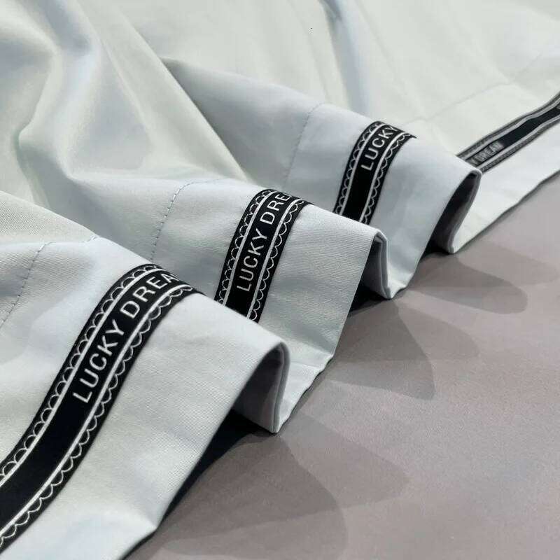 New long-staple cotton four-piece set, 40-piece solid color wide-edge simple bed quilt cover and sheet H260312