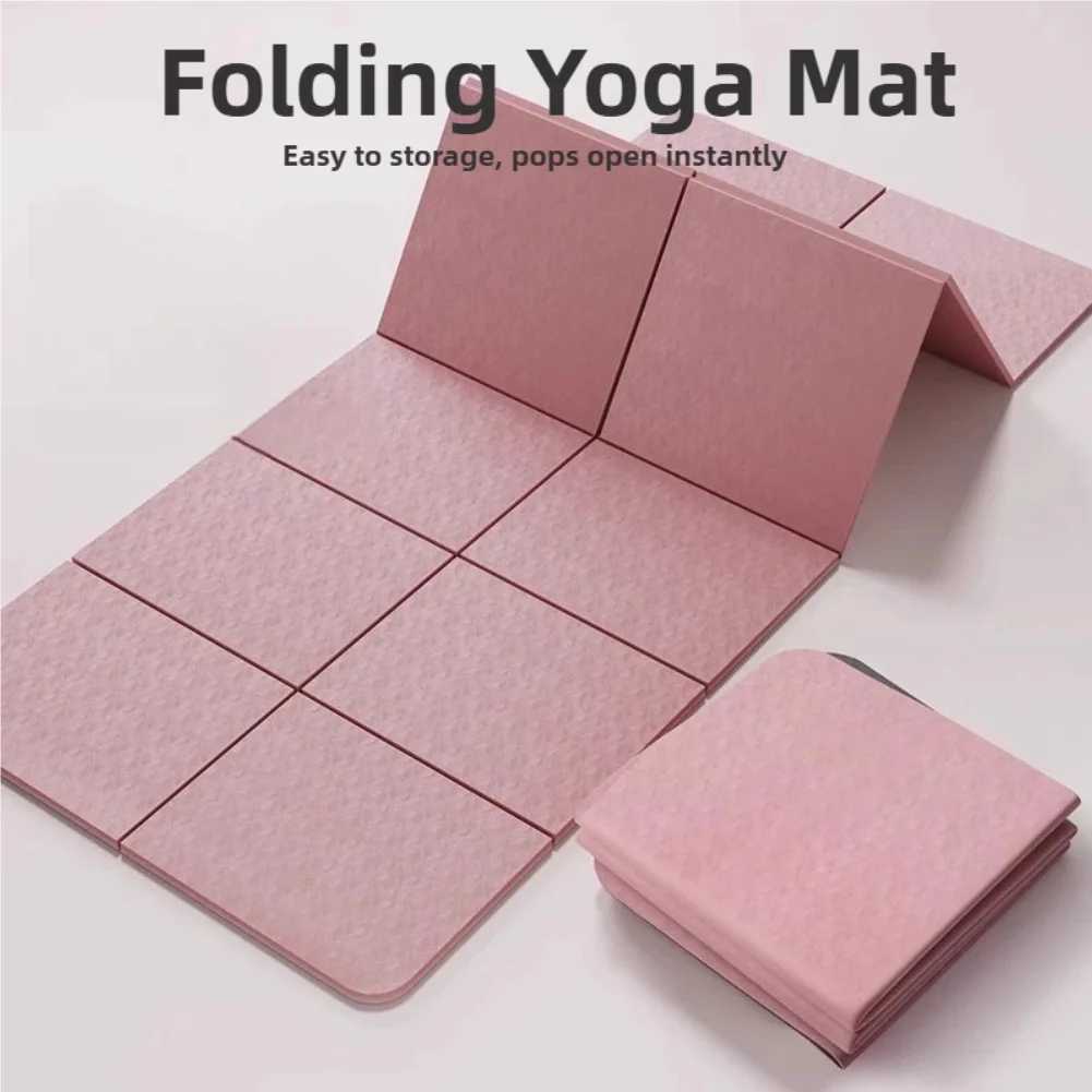 Eco-Friendly TPE Foldable Yoga Mat Double-Sided Non-Slip Travel Fitness Exercise Mat for Pilates and Floor Workouts M260312