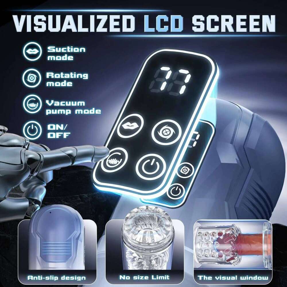 Masturbator Penis Pump Male Sex for Men 7 Thrusting Rotating Vibrating Sucking LCD Adult Toys Pumps & Enlargers Z260312