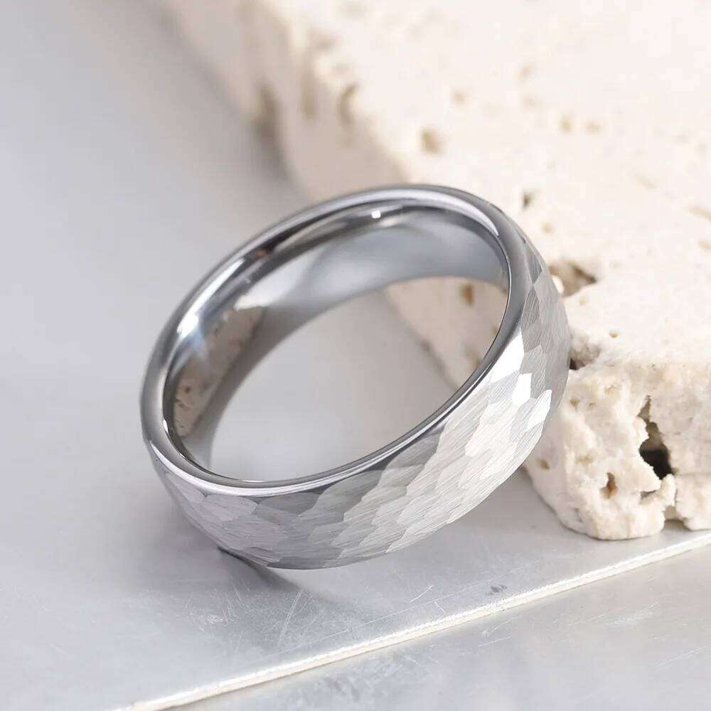 Fashion Retro Fish Scale Pounding Pattern Titanium Rings For Men Women Stainless Steel Couple Ring Wedding Engagement Jewelry H260312