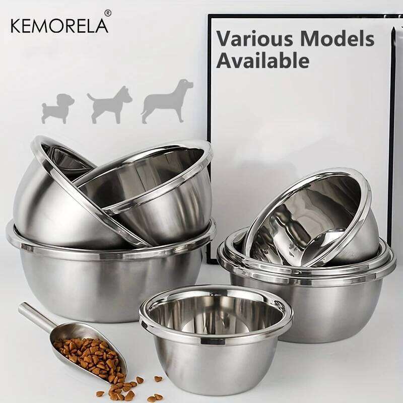 Premium Stainless Steel Dog Bowl Thick Smooth Metal Food And Water Dish Available In 4 Sizes For Medium To Large Dogs 26Y0312