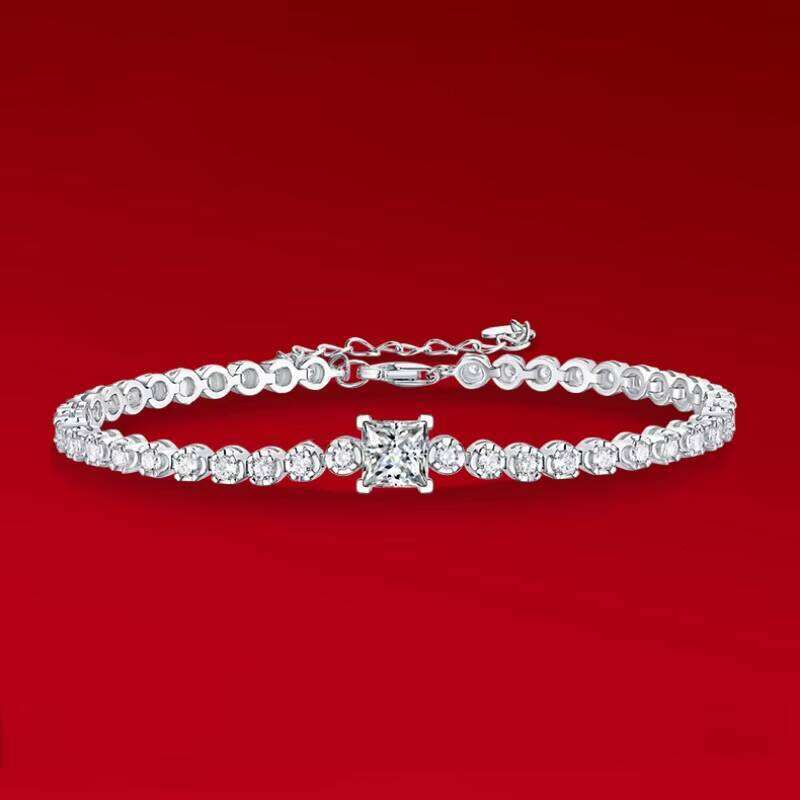 Sterling Sier 1ct Silicon Stone Tennis Chain Women's Bracelet