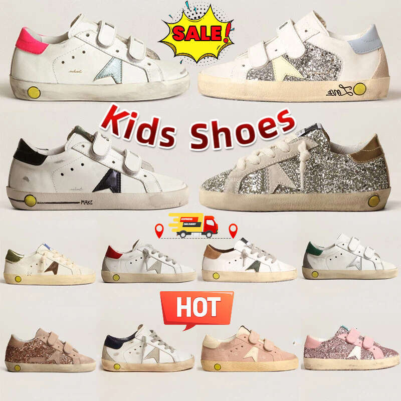 Selg new Kids Shoe Italy Brand Golden infant Childrens Super Star Sneakers Sequin Classic White Do-old Dirty toddler Child Designer boys girls Casual