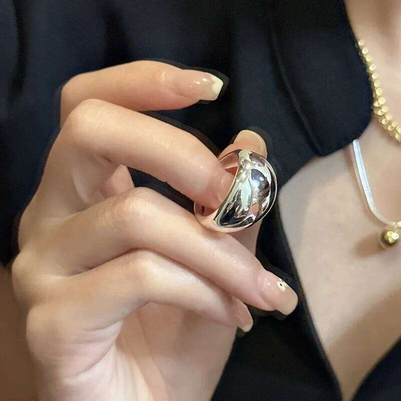 925 Sterling Silver Unique Women Jewelry Finger Adjustable Vintage Smooth Ball Ring For Party Birthday Gift H260312