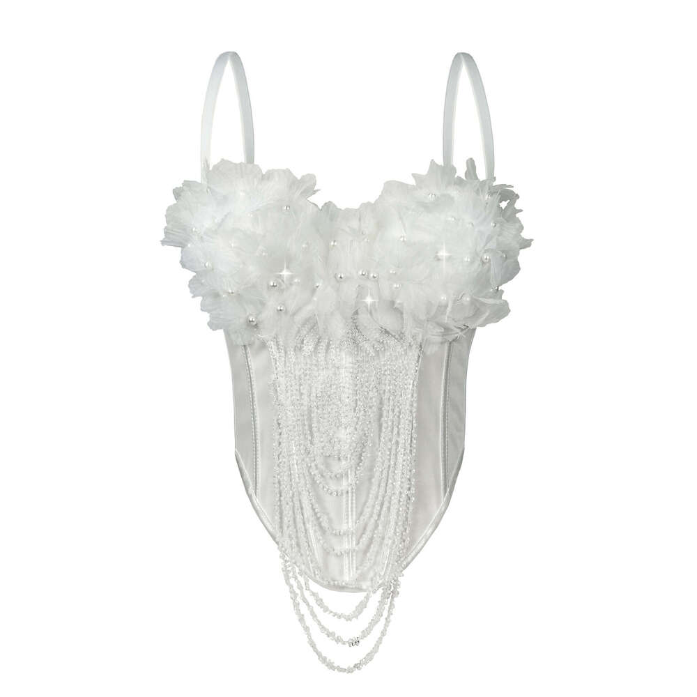 Cross-Border New Handmade Flower Tassel Camisole Sexy Backless Tube Top European and American Style Outerwear Fishbone Bra Shapewear