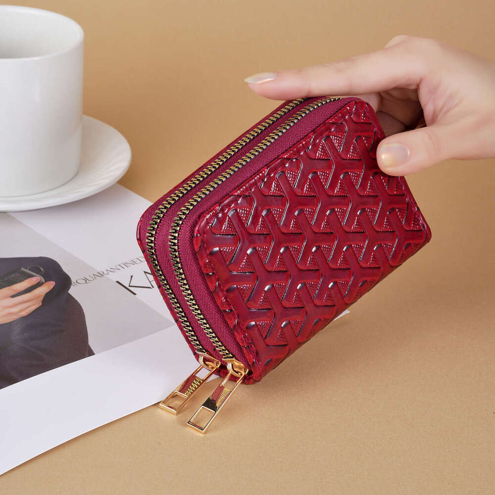 Luxury fashion wallet New Women S Wallet Short Style Multi Card Slot Double Zipper Versatile Fashionable Solid Color Herringbone Pattern Coin Purse An