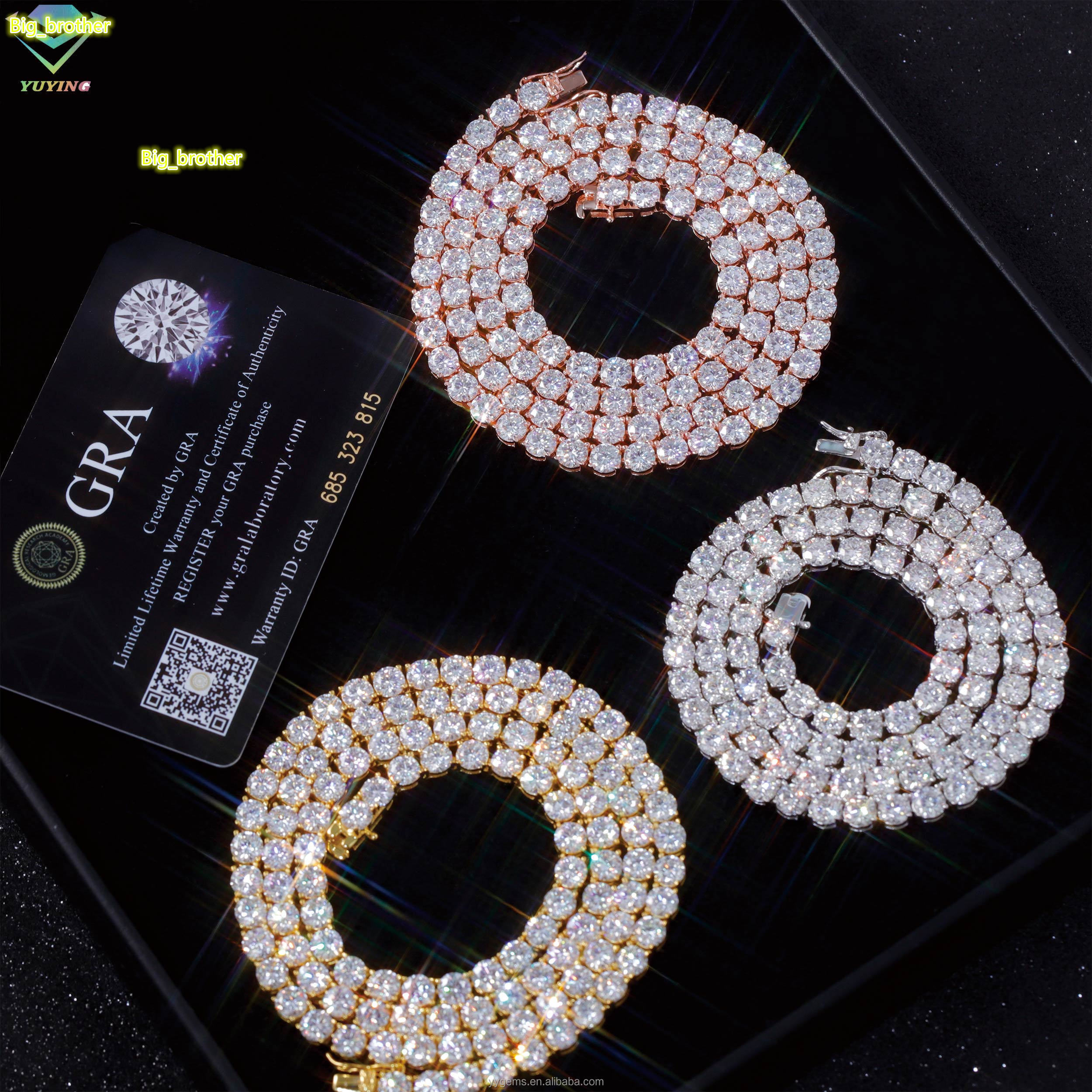 Wholesale Price GRA Certificate D Color VVS Moissanite Diamond Silver Gold Plated Tennis Chain Bracelet