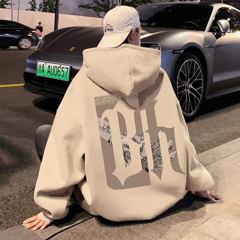 Oversized Hooded Cotton Sweatshirt For Men Spring Hip-hop Loose Hoodie Hong Kong Designer Hoodie Style High Street Trendy Jacket