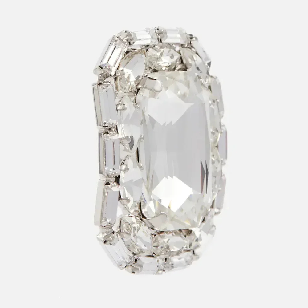Elegant Gemstone Crystal Big Square Ear Stud Earrings for Women Wedding Clip Bridal Jewelry Accessories 260309