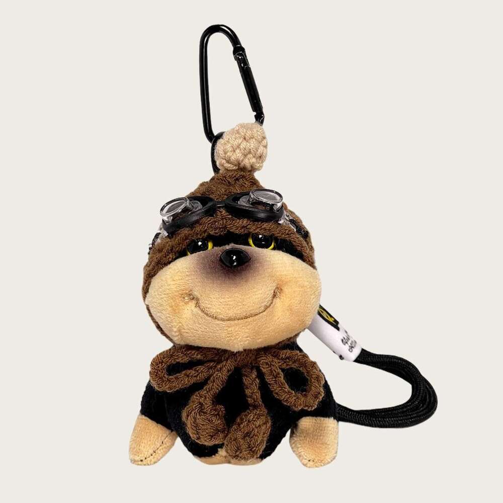 Creative Hat Bee Puppy Backpack Pendant Plush Toy Keychain Couple Bag Decoration Gift