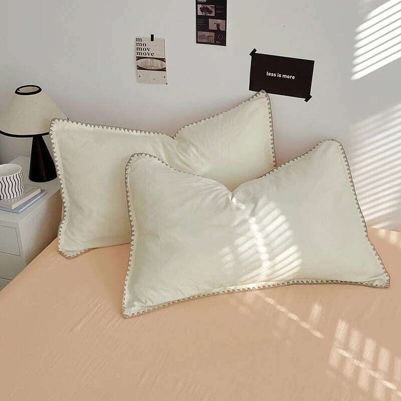 Simple Style Solid Bedding Washed Cotton Flat/Fitted Sheets Set Duvet Cover Bed Linen Pillowcase Full Double Queen King H260312