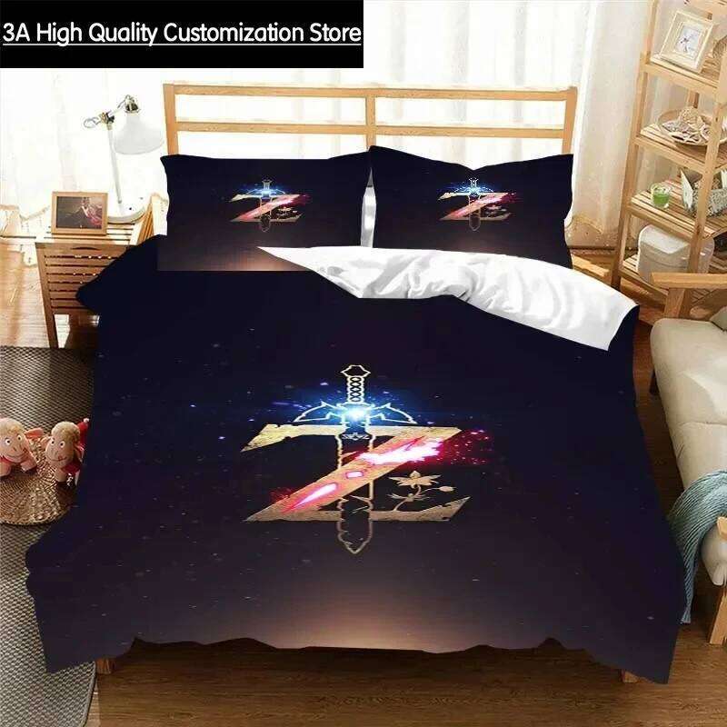 Z-Zelda Pattern Quilt Pillowcase Two or Three Piece Multi Size Comforter Set Duvet Cover Bedding Sets