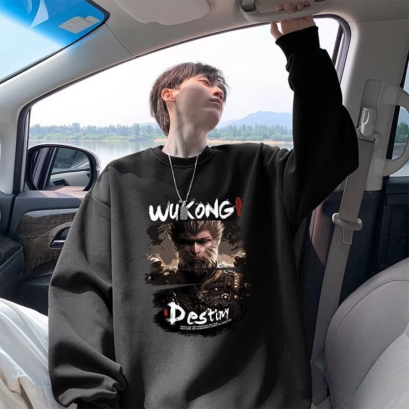 Black Myth: Wukong Men's Hooded Sweatshirt Autumn/winter New Chinese Style Trendy Loose Fit Plus Designer Hoodie Long Sleeve Fashionable Jacket